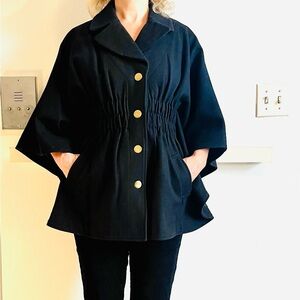 AGUA BKACK WOOL CAPE, SIZE XS